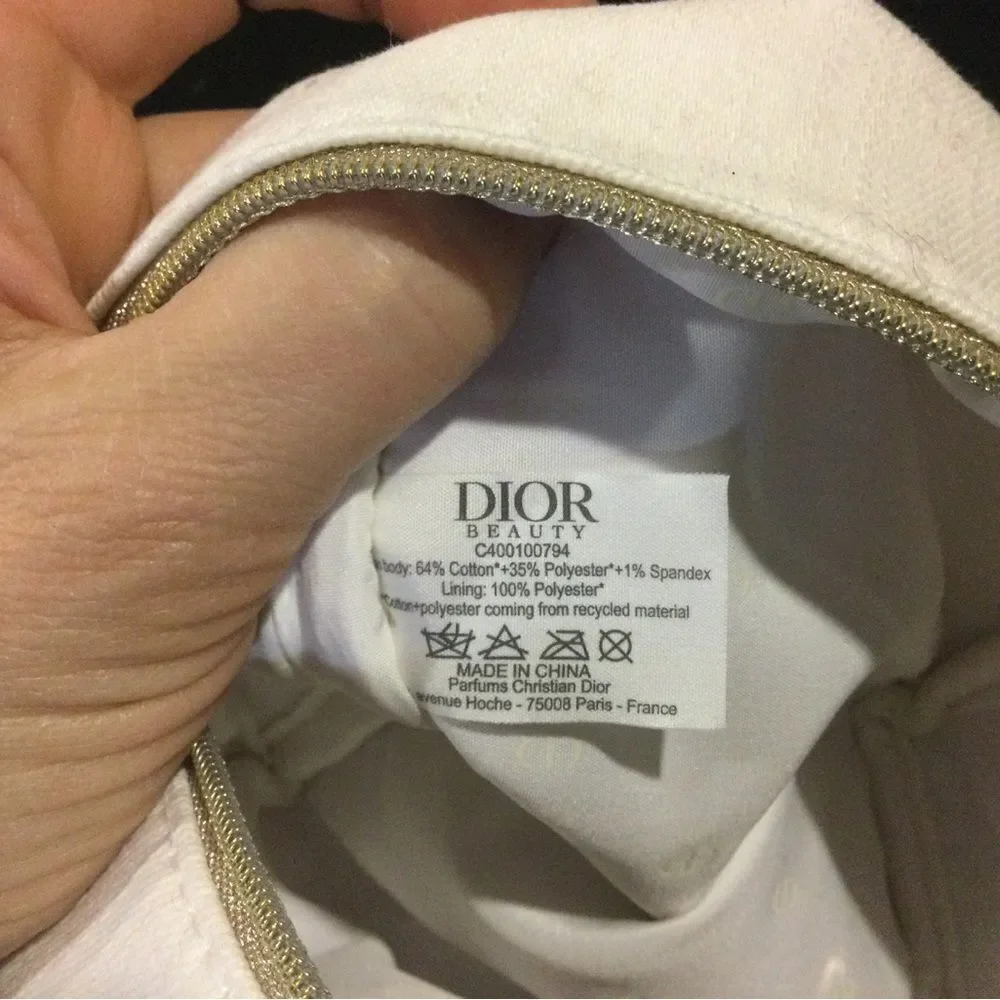 DIOR Beauty Original Square Pouch Denim White x Cold Logo Embroidery Bag